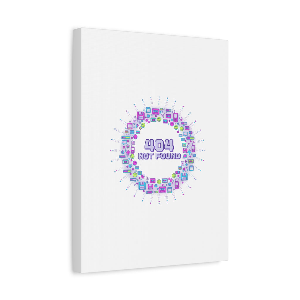 404 Not Found Pixel Circle Canvas | Retro Tech Poster, Y2K Error Aesthetic