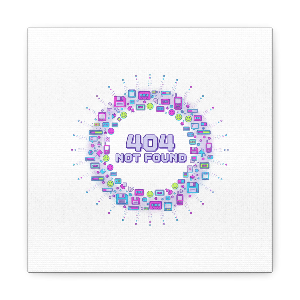 404 Not Found Pixel Circle Canvas | Retro Tech Poster, Y2K Error Aesthetic