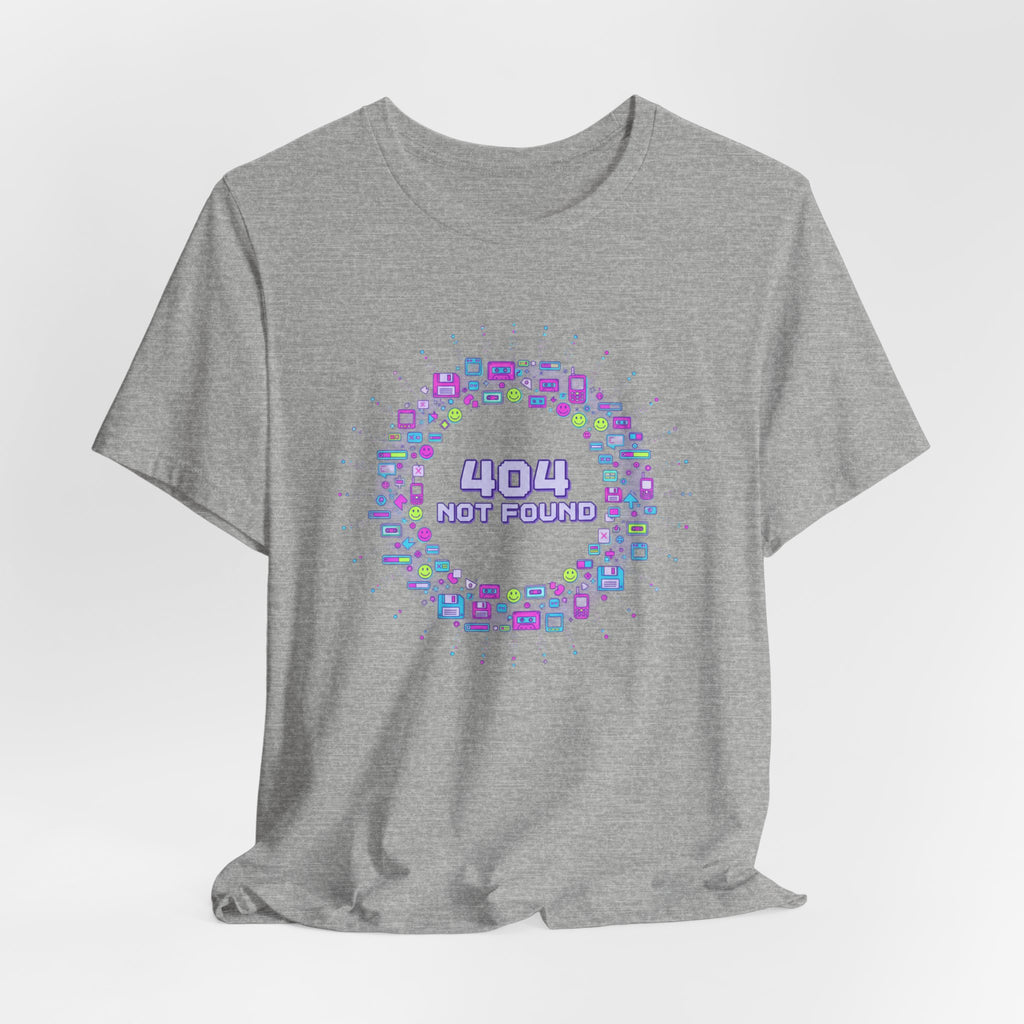 404 Not Found Pixel Circle Tee | Y2K Retro Tech, virtual pet nostalgia
