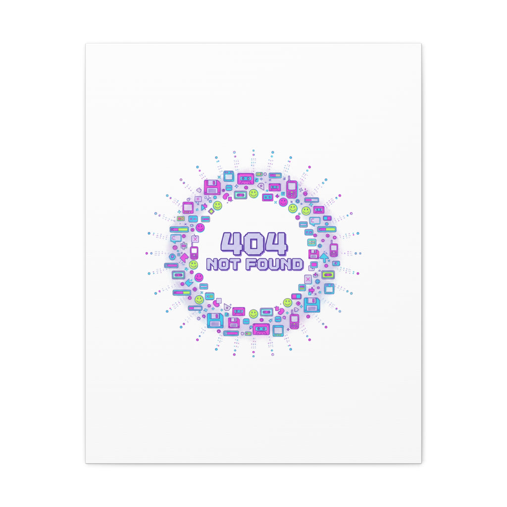 404 Not Found Pixel Circle Canvas | Retro Tech Poster, Y2K Error Aesthetic