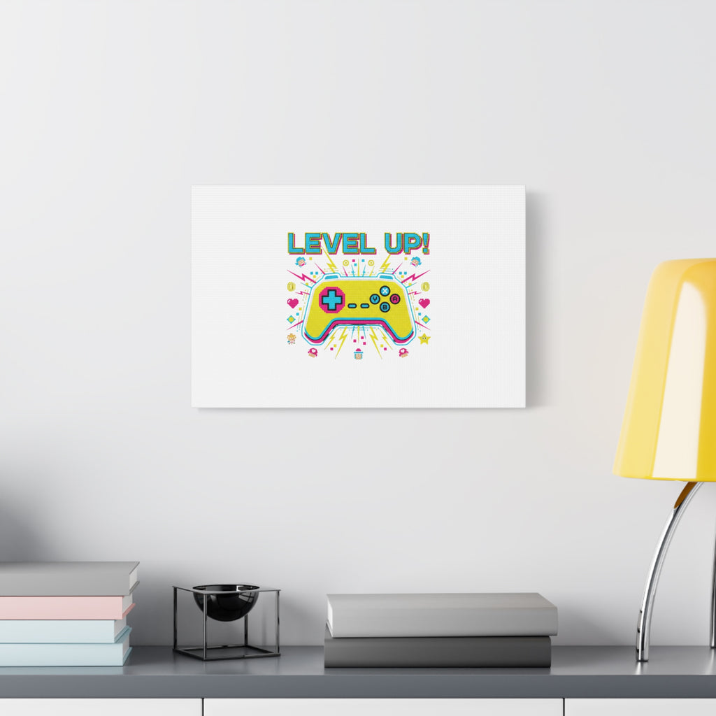 Level Up! Pixel Controller Canvas | Gaming Geek Culture, Retro Pixel Art