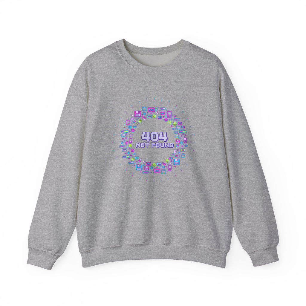 404 Not Found Pixel Icons Crewneck Sweatshirt | Y2K Retro Tech, virtual pet nostalgia