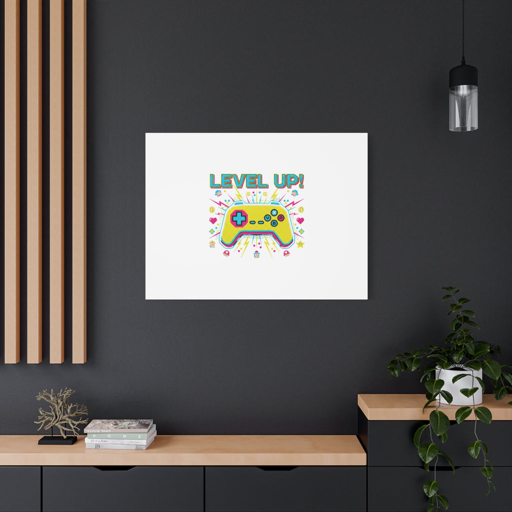 Level Up! Pixel Controller Canvas | Gaming Geek Culture, Retro Pixel Art