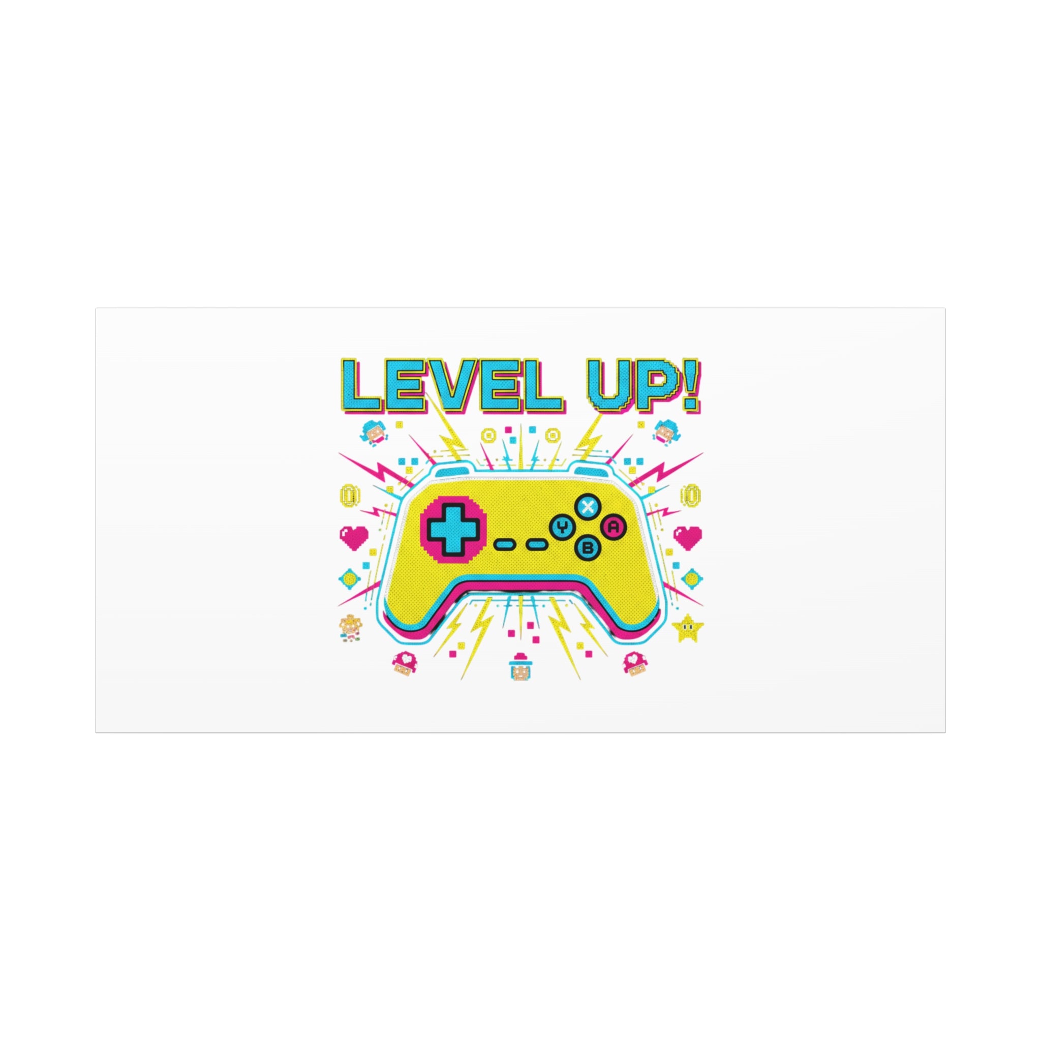 Level Up! Pixel Controller Canvas | Gaming Geek Culture, Retro Pixel Art