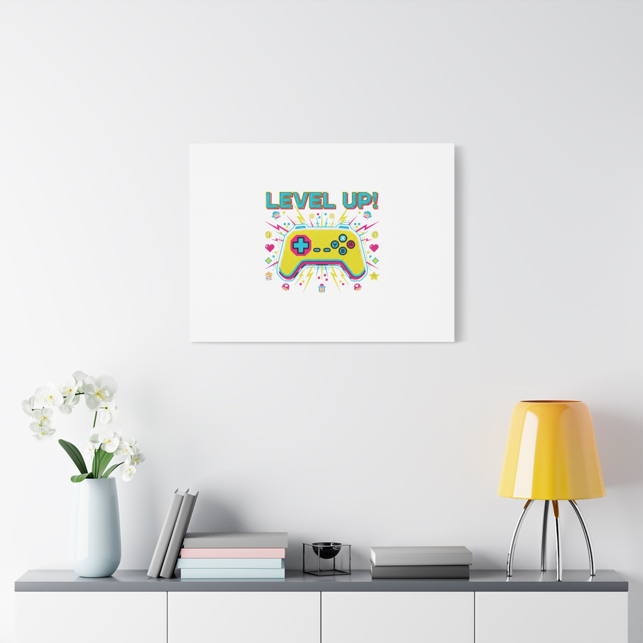 Level Up! Pixel Controller Canvas | Gaming Geek Culture, Retro Pixel Art