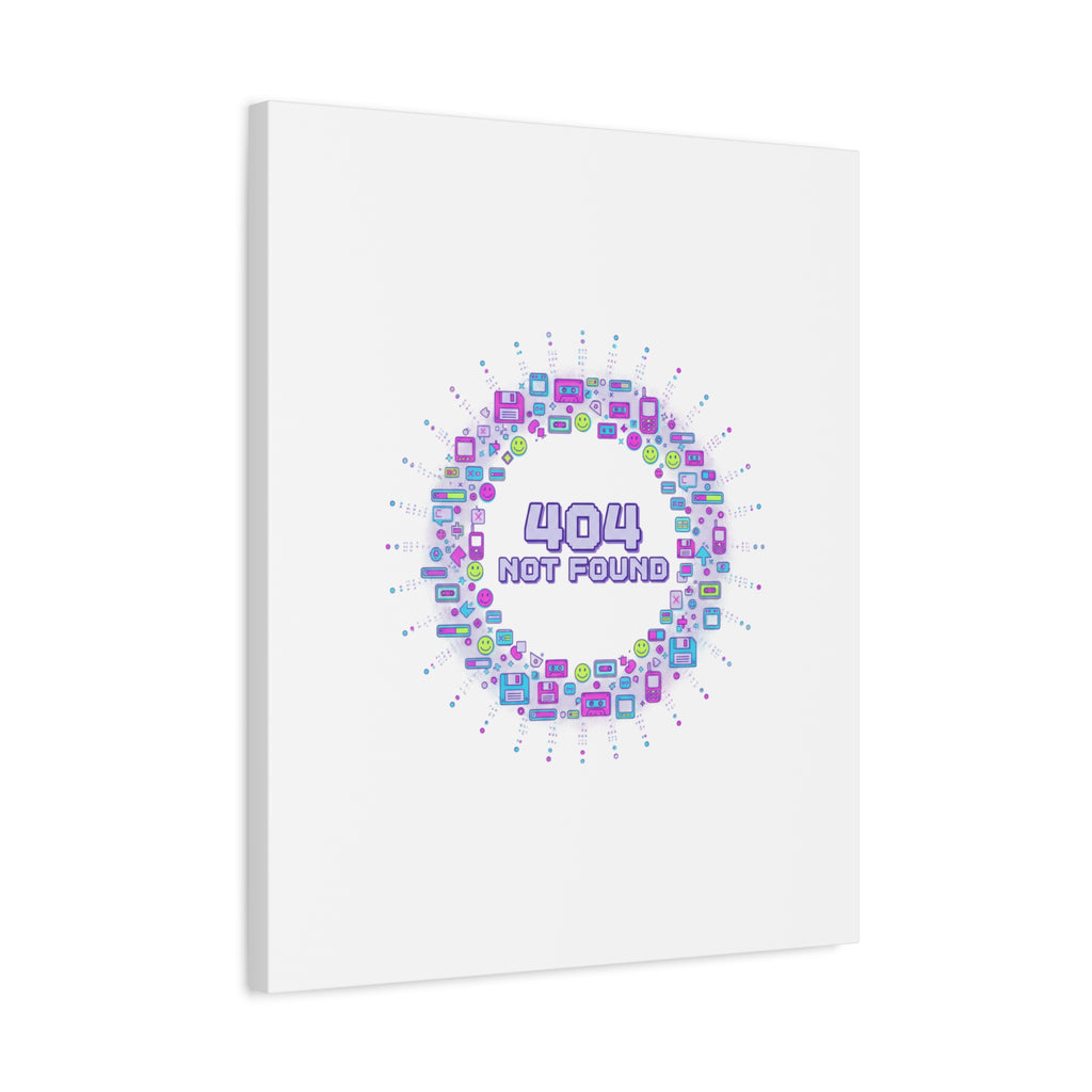 404 Not Found Pixel Circle Canvas | Retro Tech Poster, Y2K Error Aesthetic