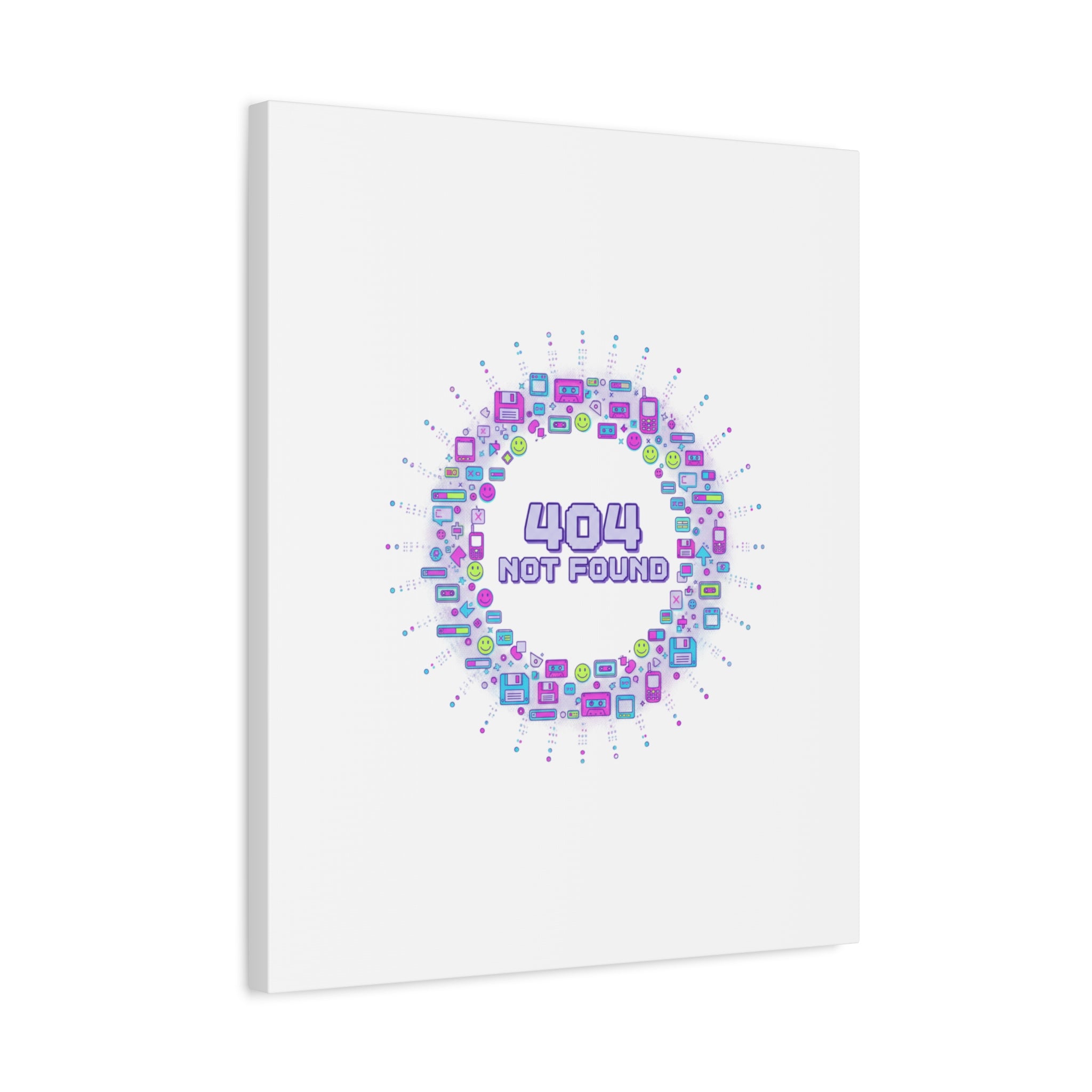 404 Not Found Pixel Circle Canvas | Retro Tech Poster, Y2K Error Aesthetic