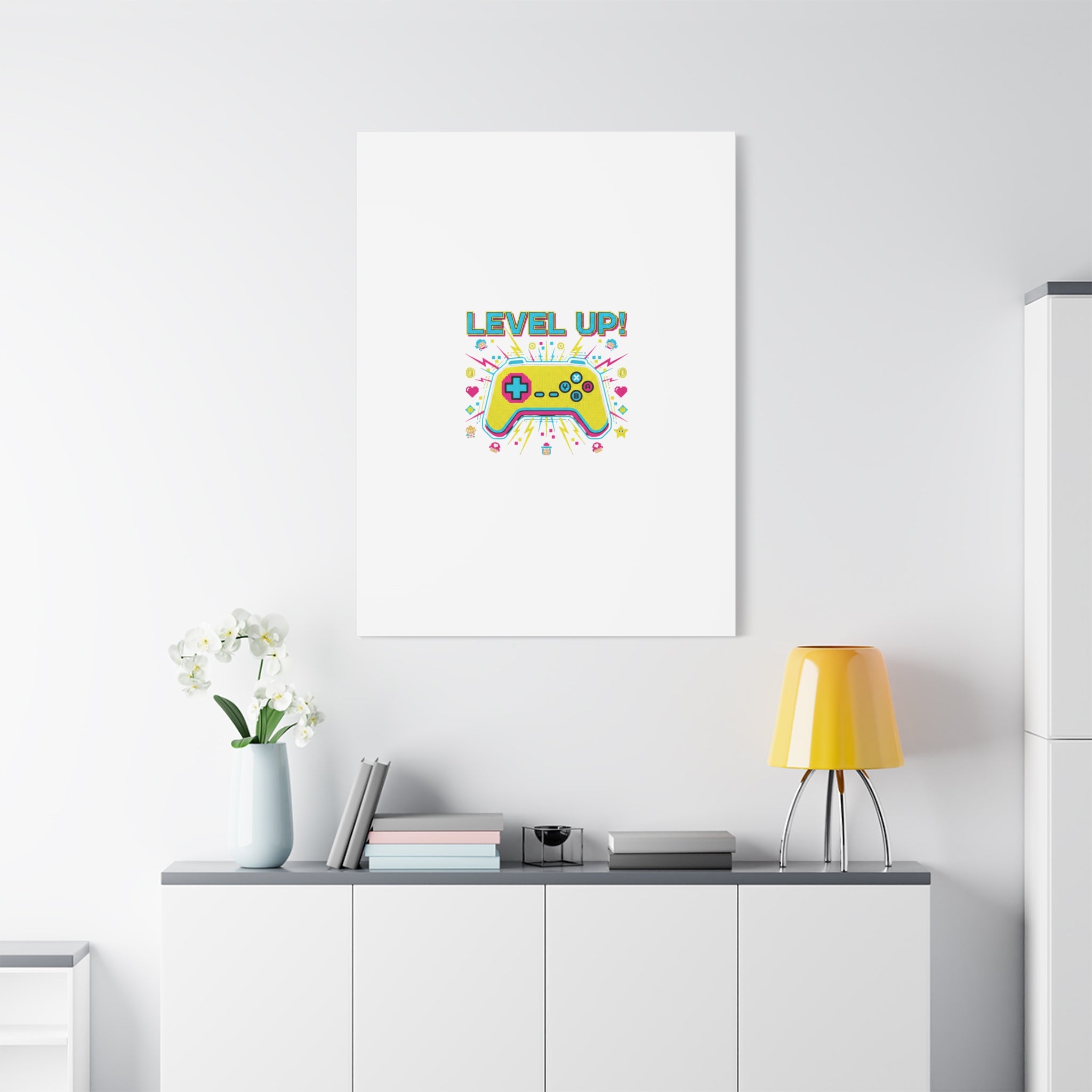 Level Up! Pixel Controller Canvas | Gaming Geek Culture, Retro Pixel Art