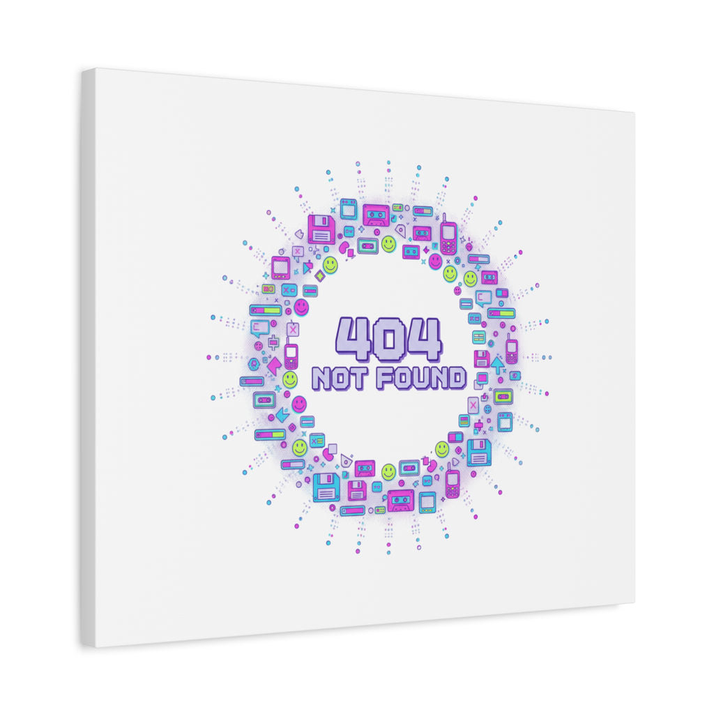 404 Not Found Pixel Circle Canvas | Retro Tech Poster, Y2K Error Aesthetic