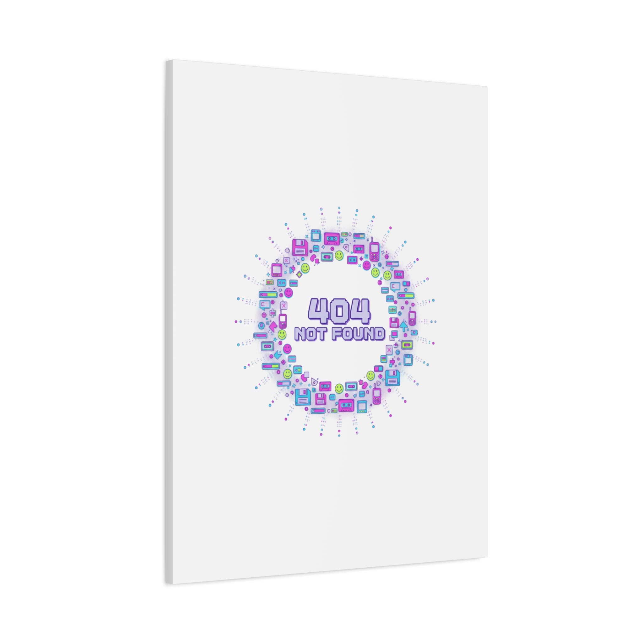 404 Not Found Pixel Circle Canvas | Retro Tech Poster, Y2K Error Aesthetic