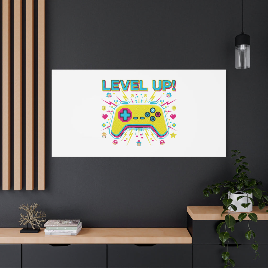 Level Up! Pixel Controller Canvas | Gaming Geek Culture, Retro Pixel Art