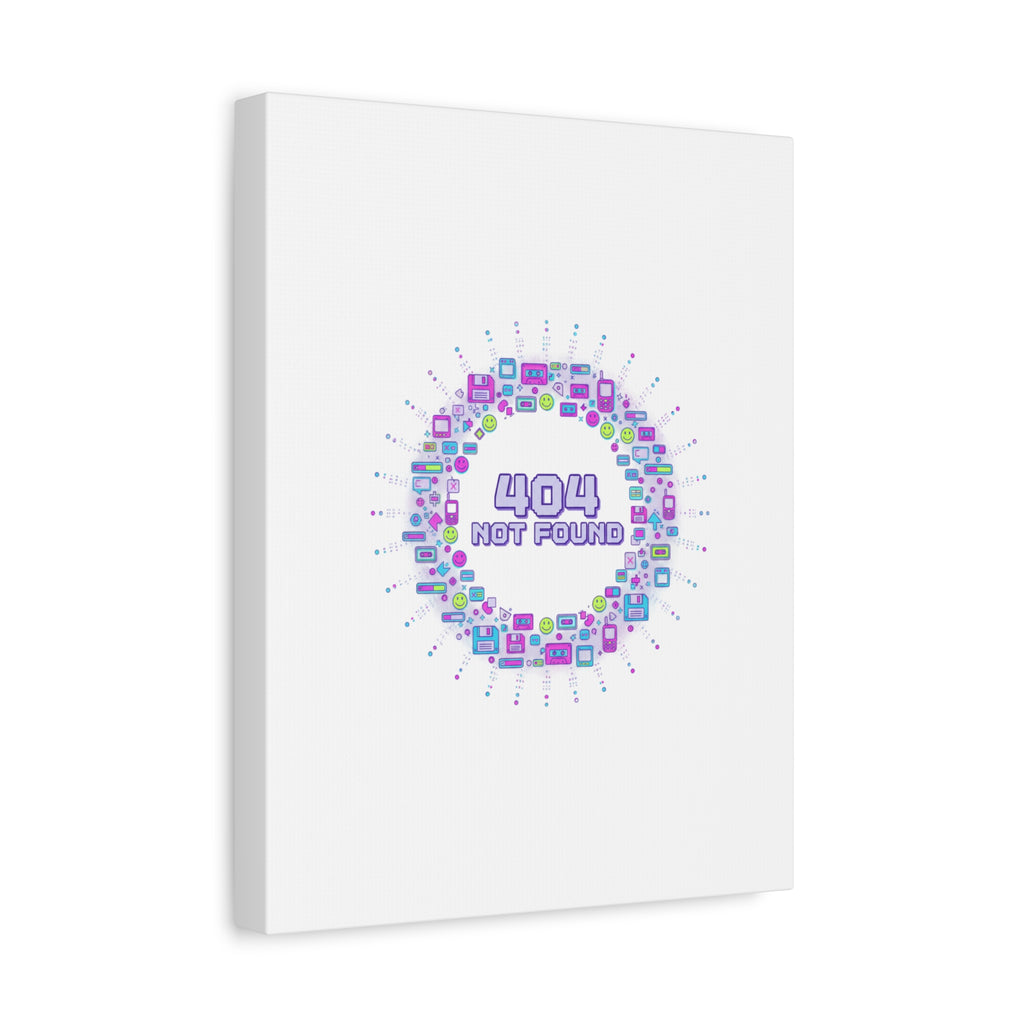 404 Not Found Pixel Circle Canvas | Retro Tech Poster, Y2K Error Aesthetic