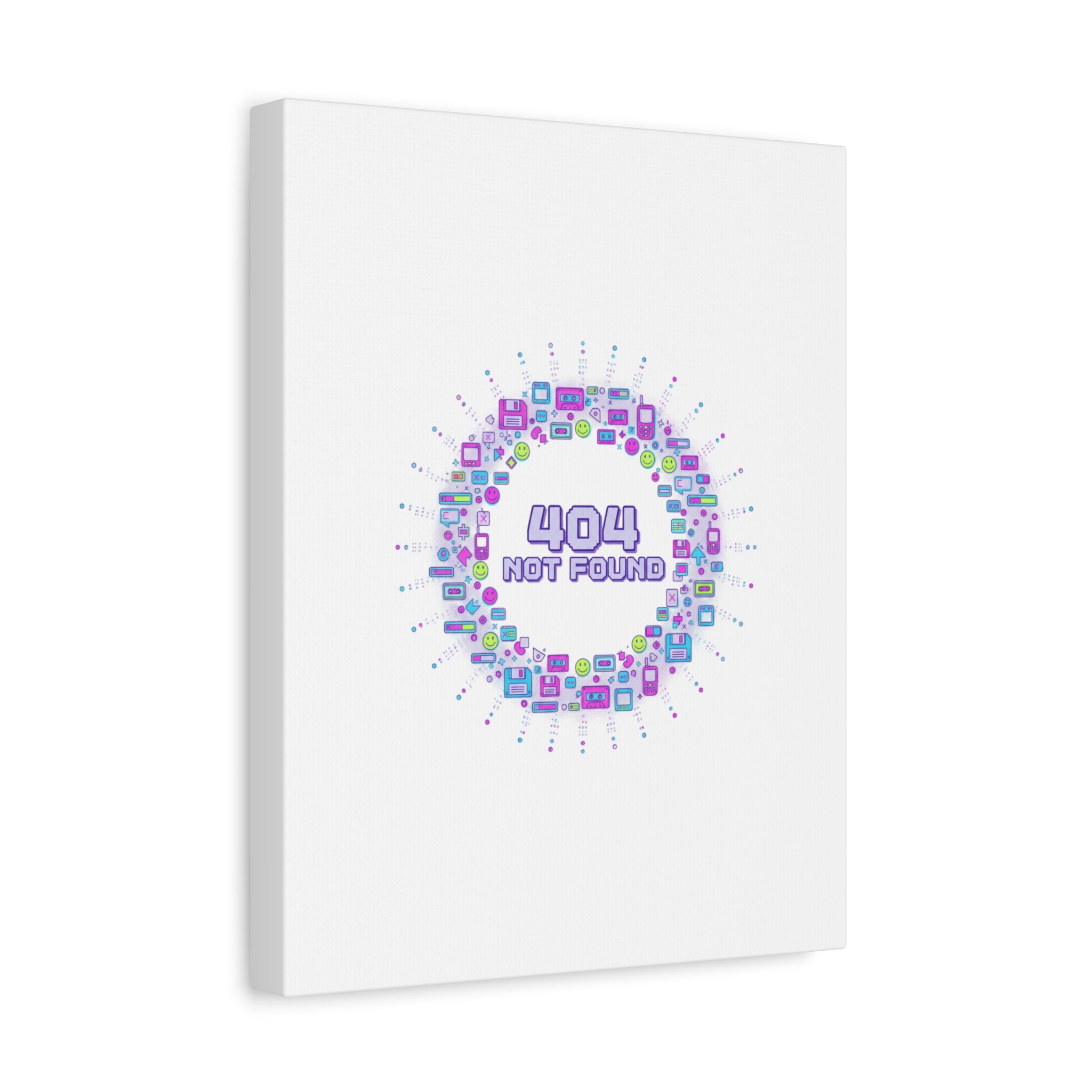 404 Not Found Pixel Circle Canvas | Retro Tech Poster, Y2K Error Aesthetic