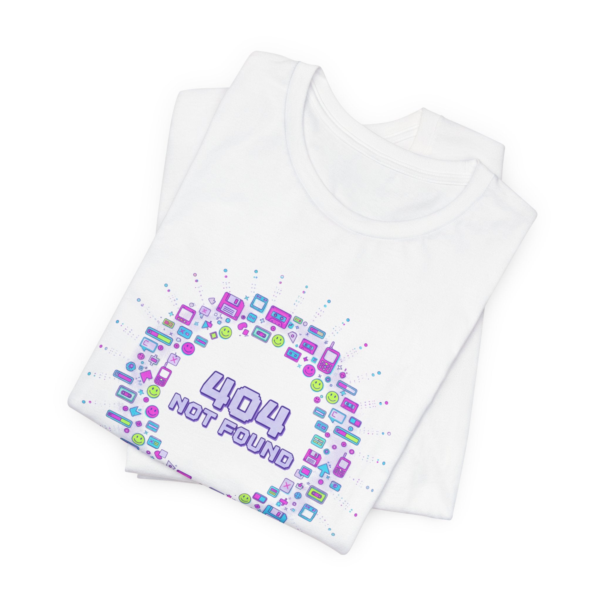 404 Not Found Pixel Circle Tee | Y2K Retro Tech, virtual pet nostalgia