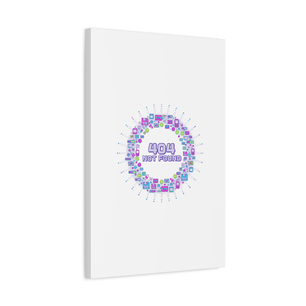 404 Not Found Pixel Circle Canvas | Retro Tech Poster, Y2K Error Aesthetic