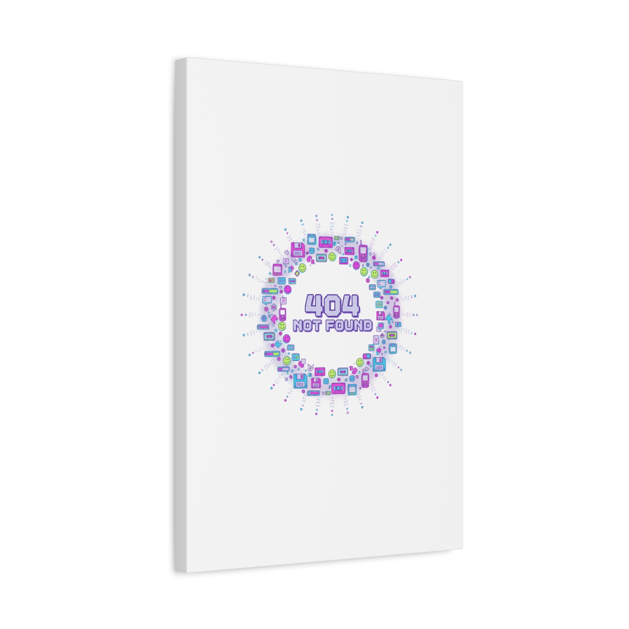 404 Not Found Pixel Circle Canvas | Retro Tech Poster, Y2K Error Aesthetic