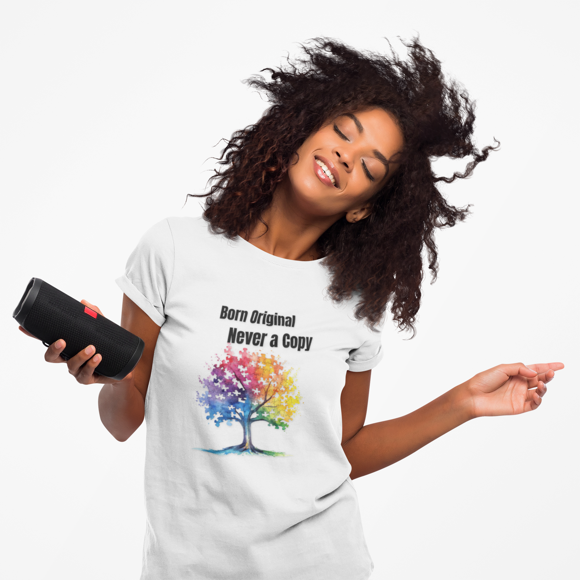 Born Original Never a Copy T-Shirt — Rainbow Tree Graphic Tee