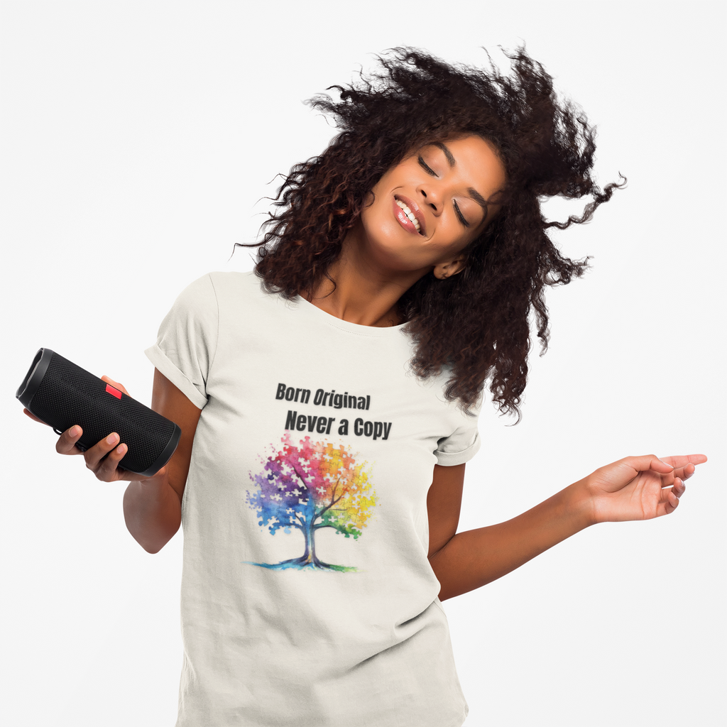 Born Original Never a Copy T-Shirt — Rainbow Tree Graphic Tee