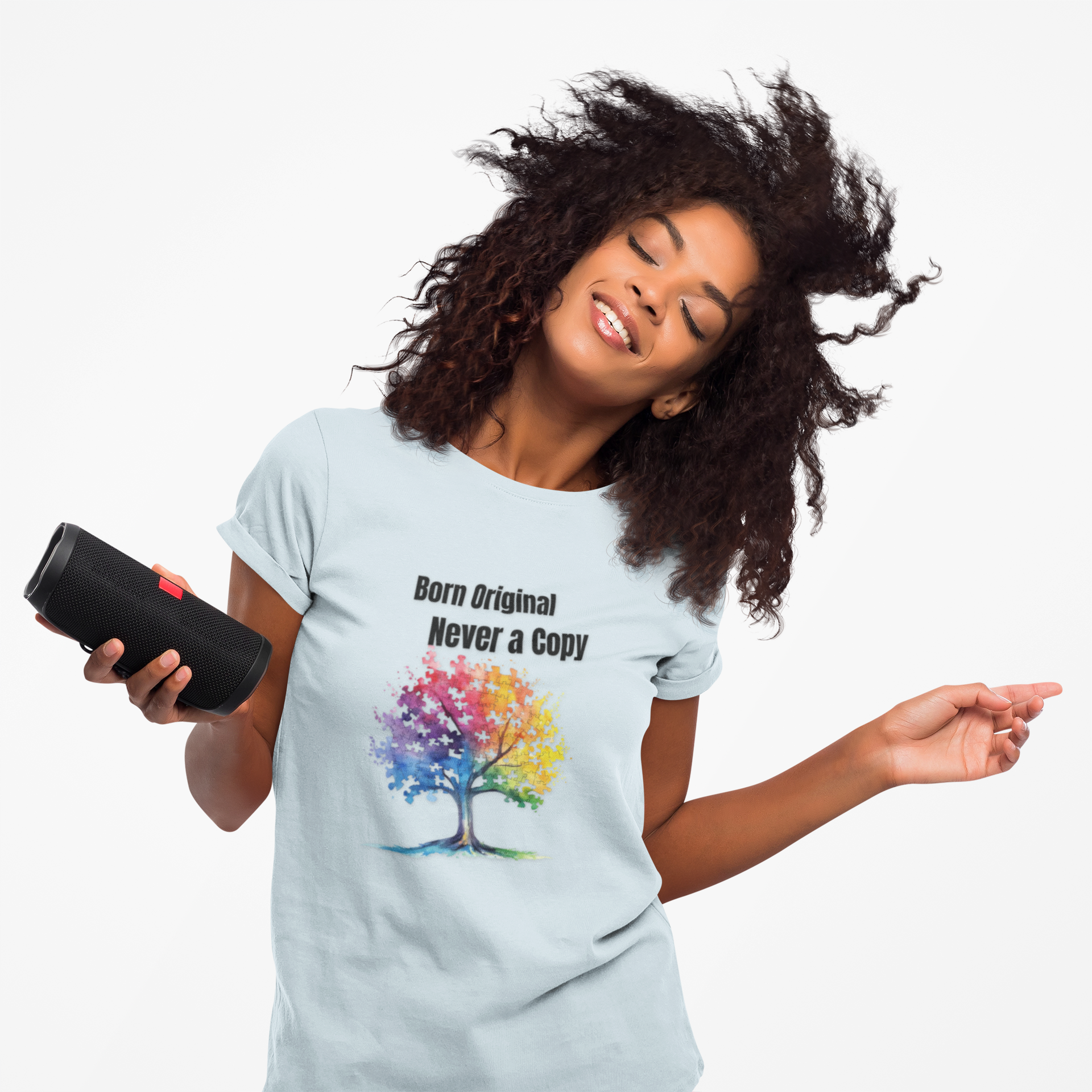 Born Original Never a Copy T-Shirt — Rainbow Tree Graphic Tee