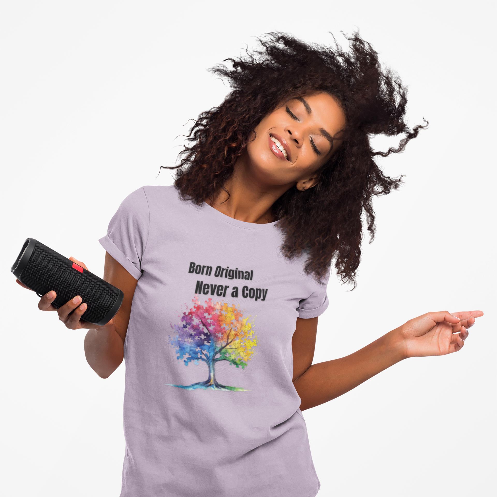 Born Original Never a Copy T-Shirt — Rainbow Tree Graphic Tee