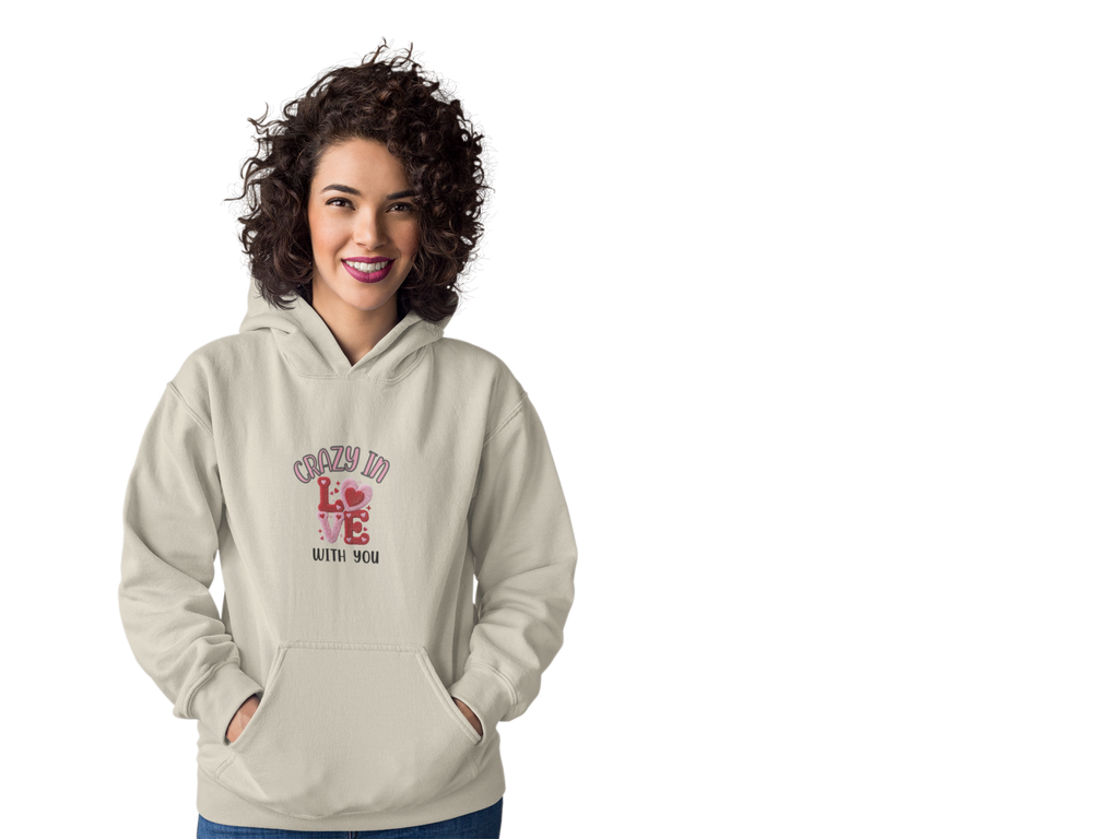 Hoodie — "Crazy in Love With You" Valentine's Heart Graphic Pullover
