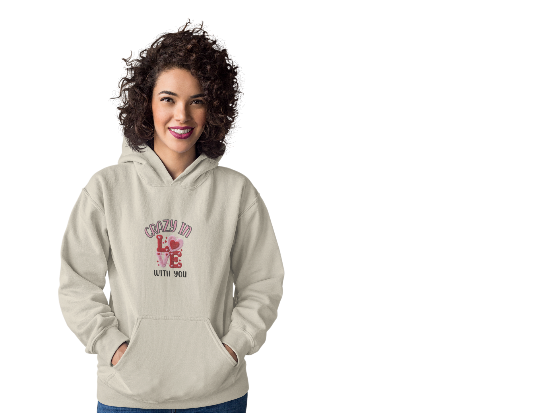 Hoodie — "Crazy in Love With You" Valentine's Heart Graphic Pullover