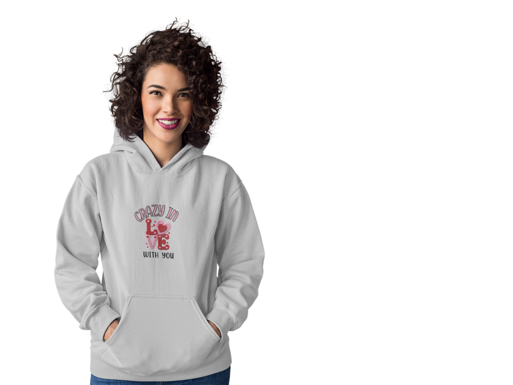 Hoodie — "Crazy in Love With You" Valentine's Heart Graphic Pullover