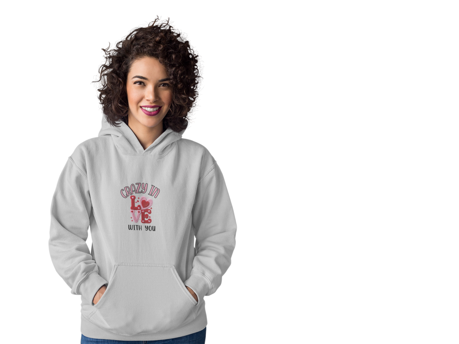 Hoodie — "Crazy in Love With You" Valentine's Heart Graphic Pullover