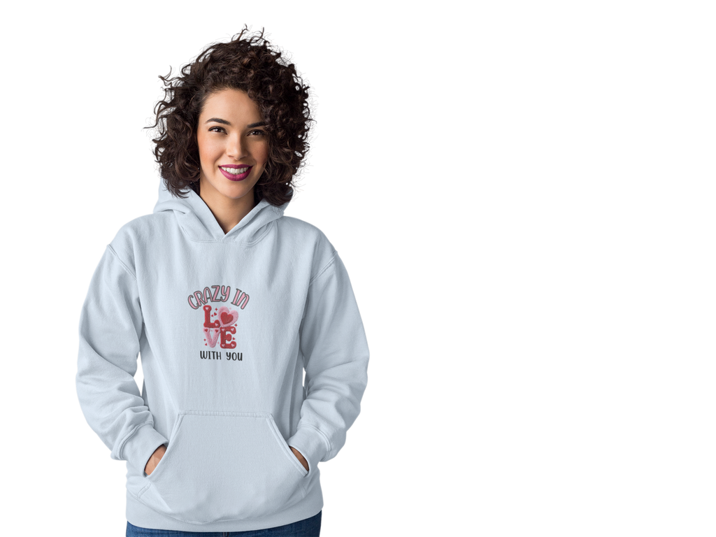 Hoodie — "Crazy in Love With You" Valentine's Heart Graphic Pullover