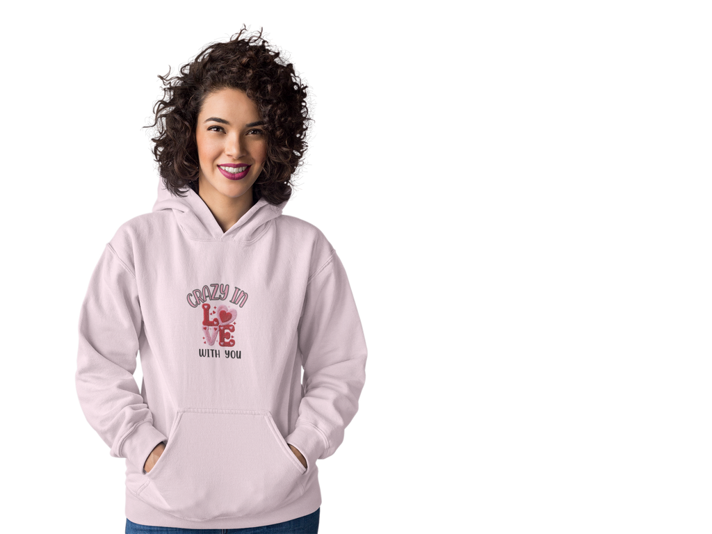 Hoodie — "Crazy in Love With You" Valentine's Heart Graphic Pullover