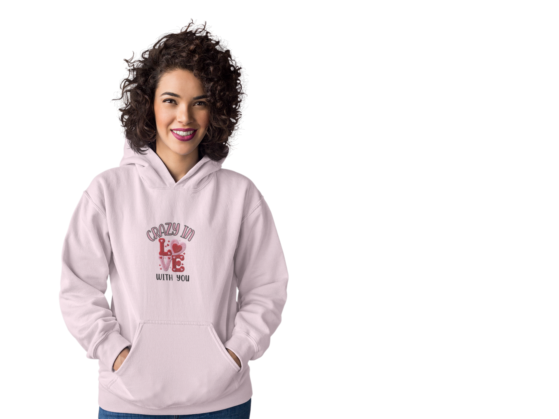 Hoodie — "Crazy in Love With You" Valentine's Heart Graphic Pullover