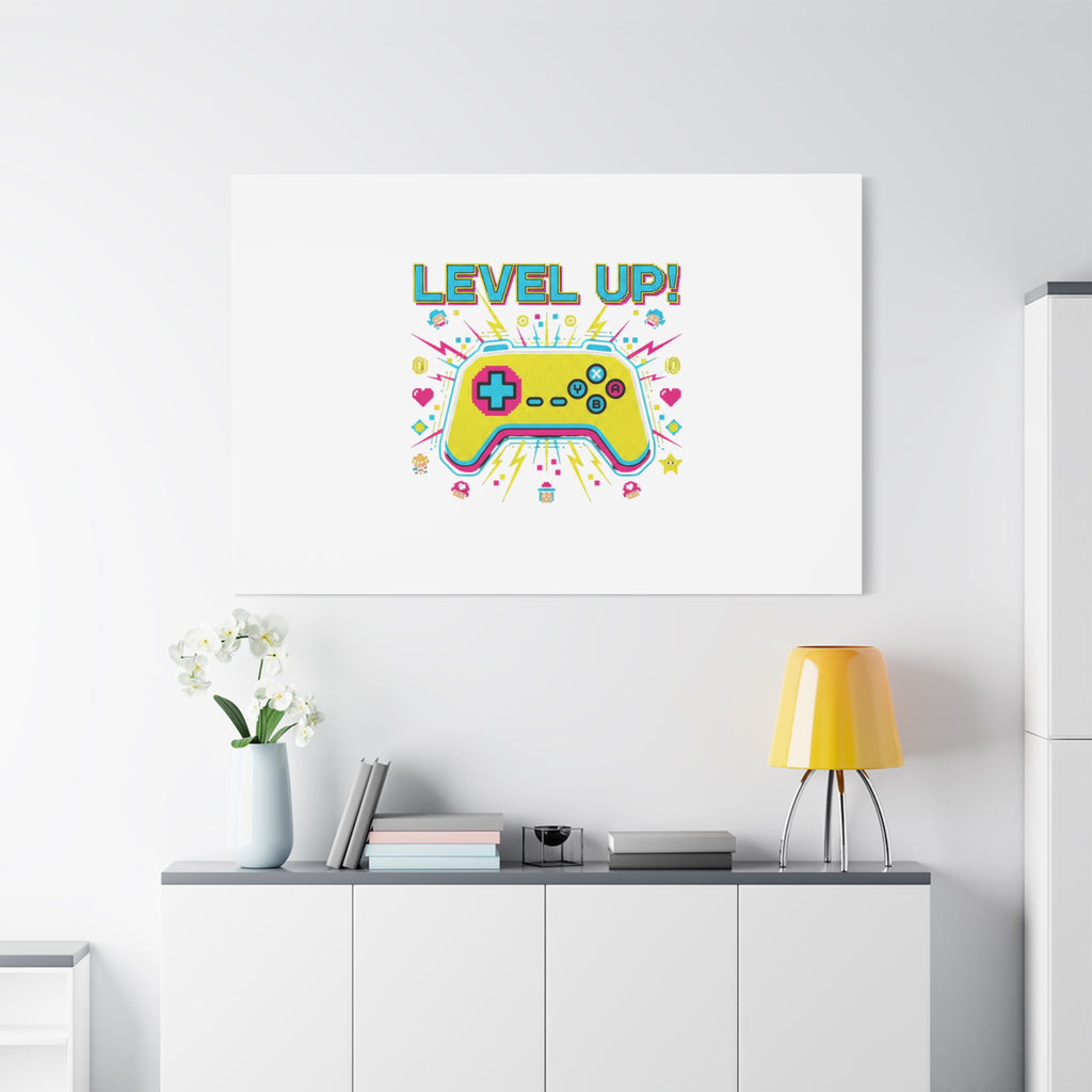 Level Up! Pixel Controller Canvas | Gaming Geek Culture, Retro Pixel Art