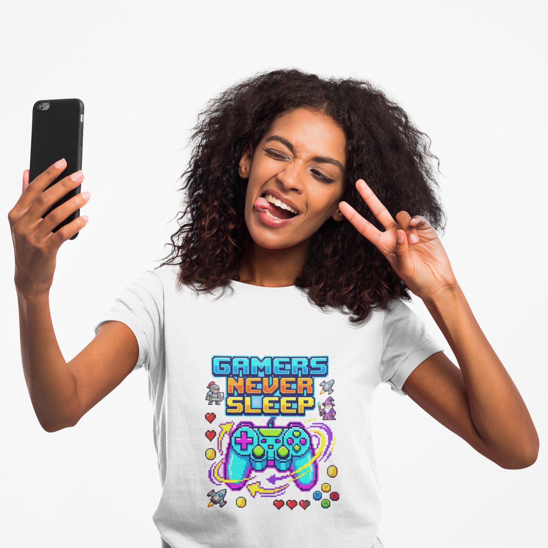 Gamers Never Sleep T-Shirt — Retro Pixel Gamepad Tee