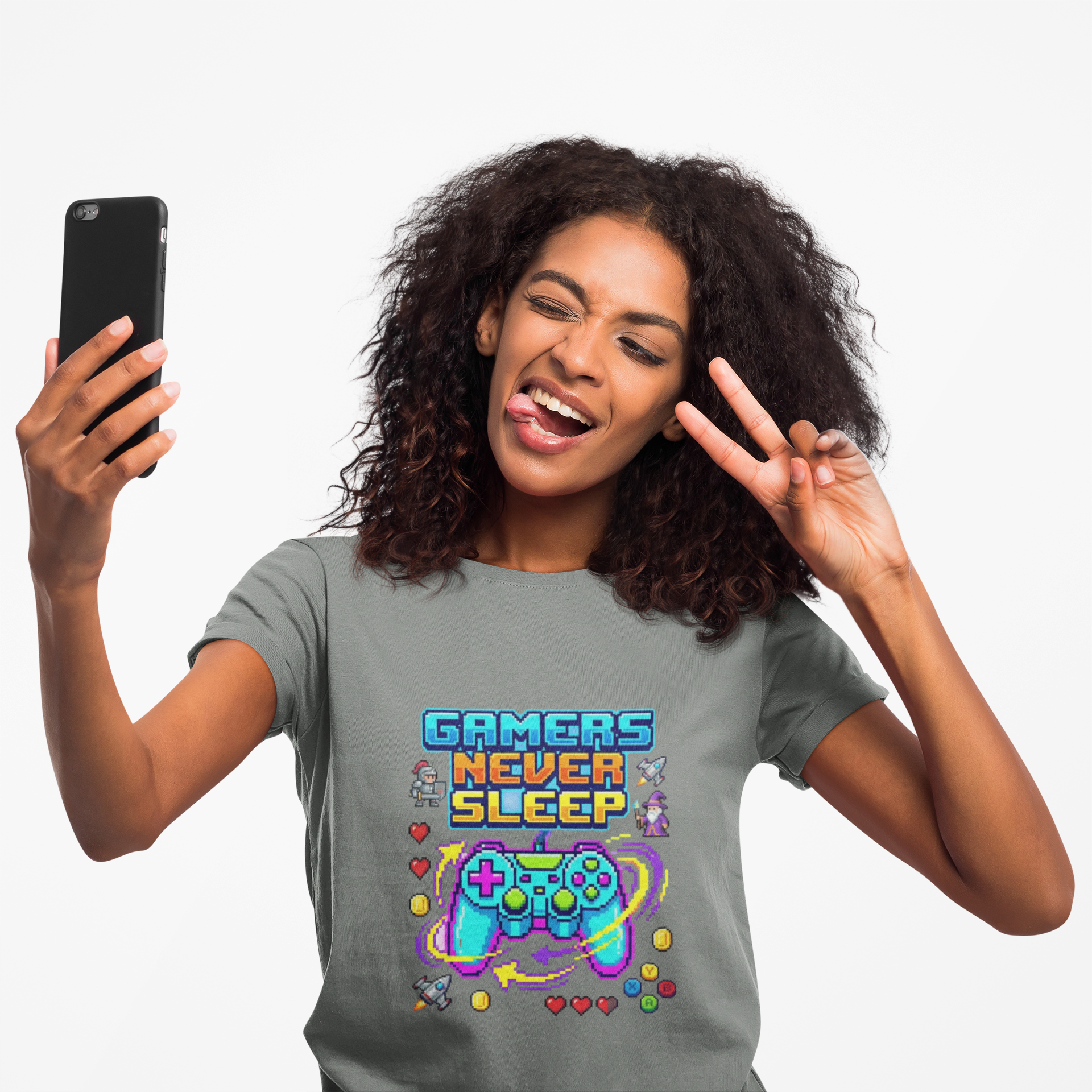 Gamers Never Sleep T-Shirt — Retro Pixel Gamepad Tee