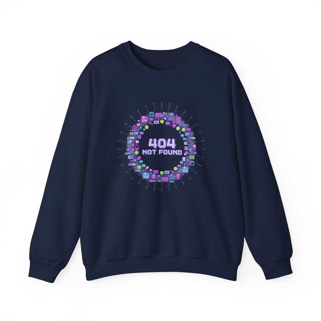 404 Not Found Pixel Icons Crewneck Sweatshirt | Y2K Retro Tech, virtual pet nostalgia