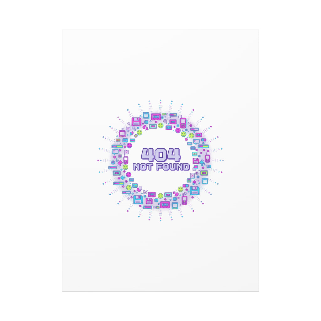 404 Not Found Pixel Circle Canvas | Retro Tech Poster, Y2K Error Aesthetic