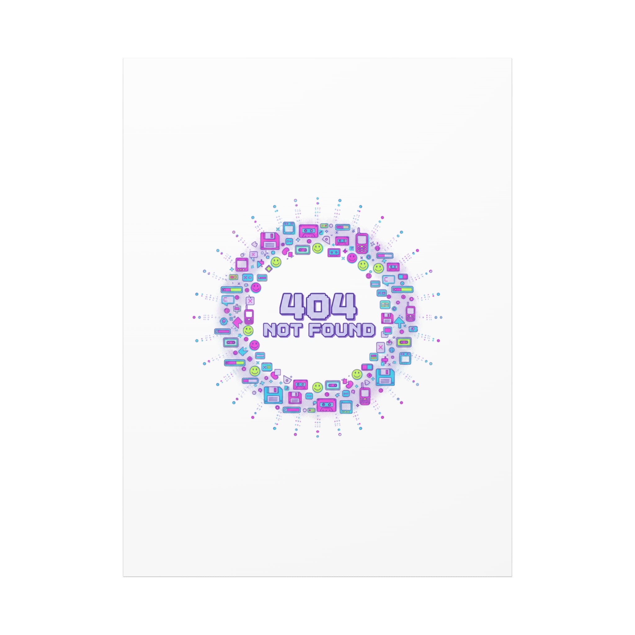 404 Not Found Pixel Circle Canvas | Retro Tech Poster, Y2K Error Aesthetic