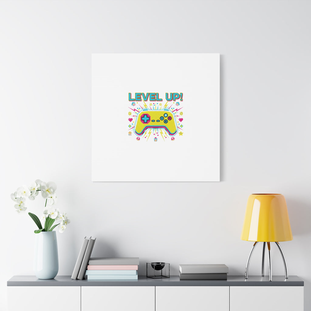 Level Up! Pixel Controller Canvas | Gaming Geek Culture, Retro Pixel Art