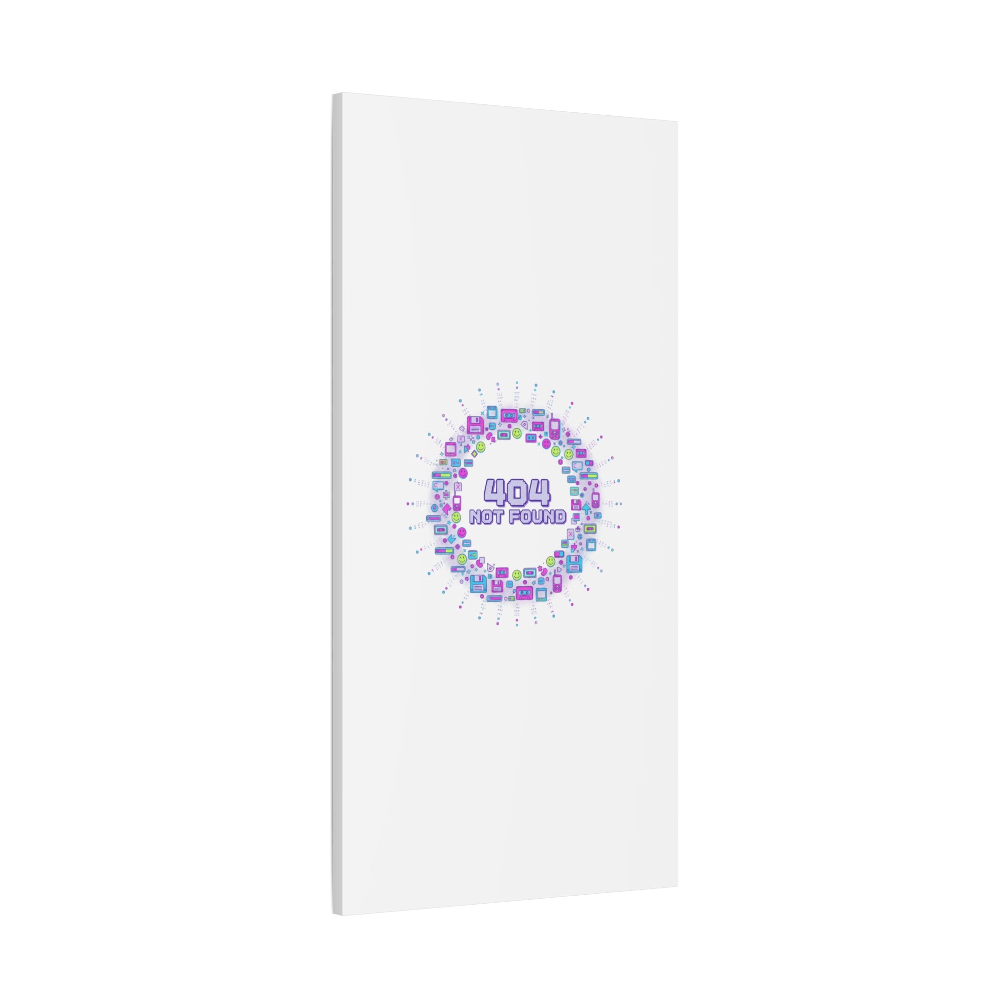 404 Not Found Pixel Circle Canvas | Retro Tech Poster, Y2K Error Aesthetic