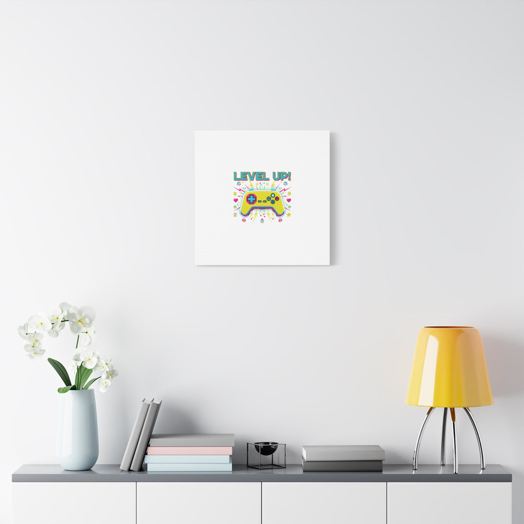 Level Up! Pixel Controller Canvas | Gaming Geek Culture, Retro Pixel Art