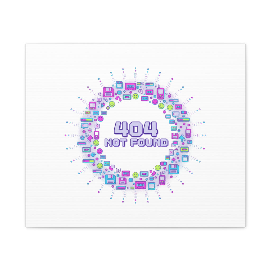 404 Not Found Pixel Circle Canvas | Retro Tech Poster, Y2K Error Aesthetic