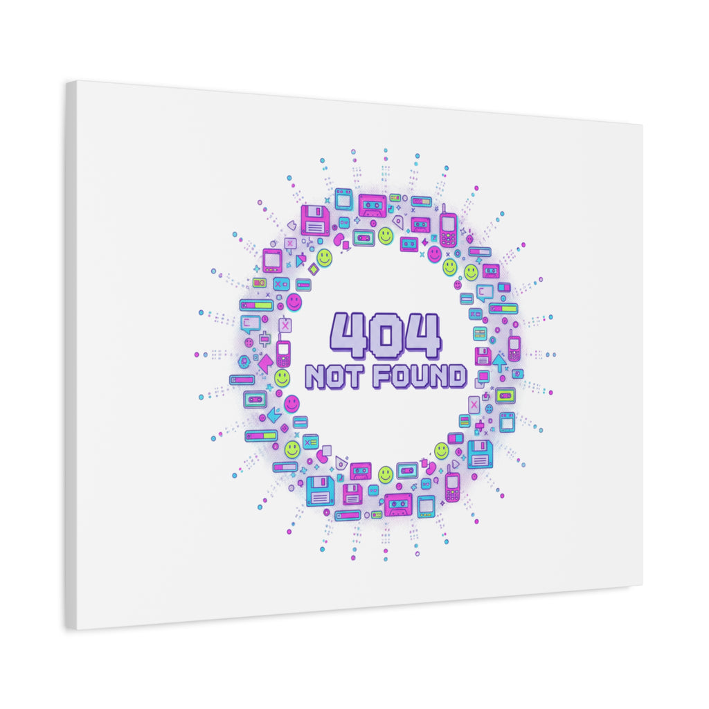 404 Not Found Pixel Circle Canvas | Retro Tech Poster, Y2K Error Aesthetic