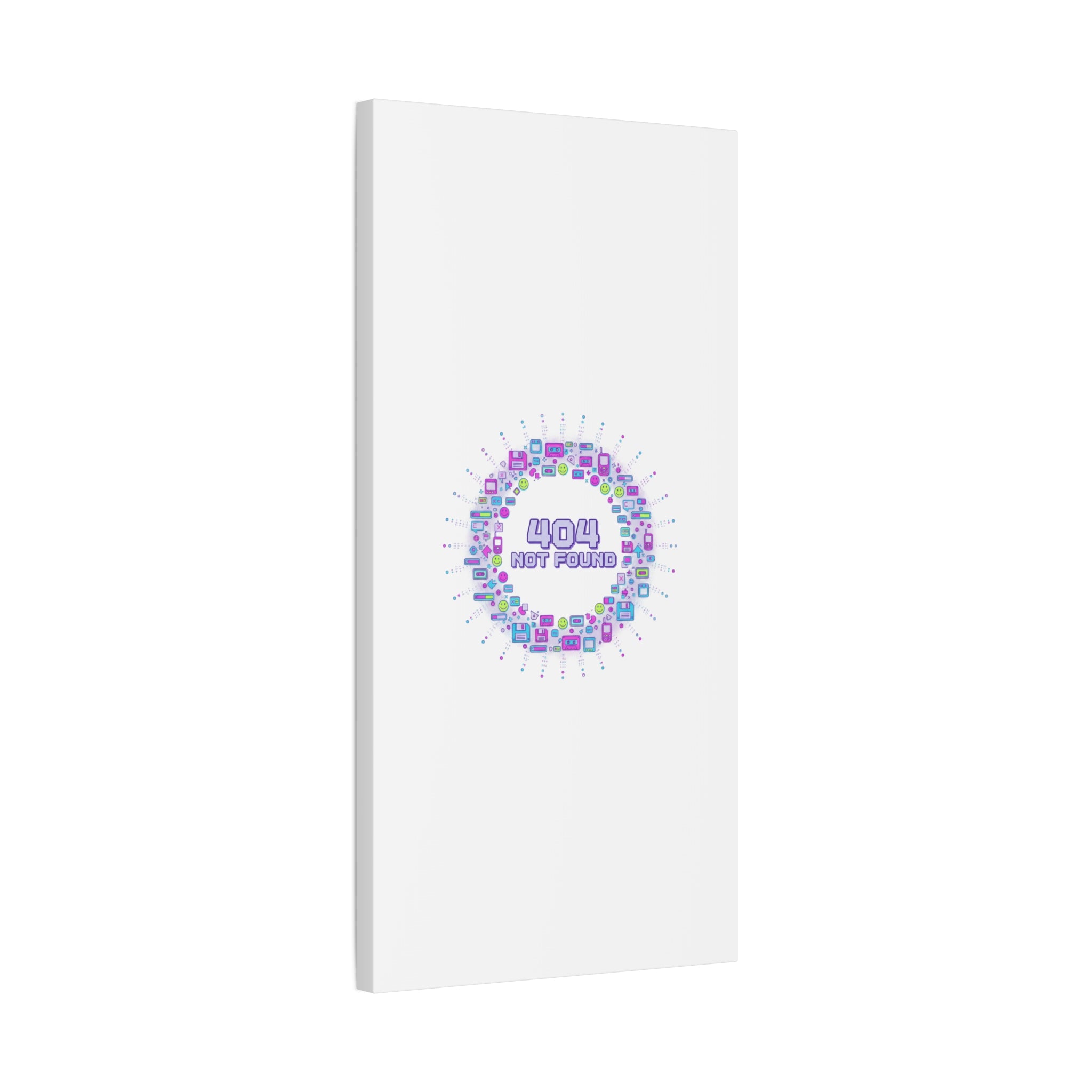 404 Not Found Pixel Circle Canvas | Retro Tech Poster, Y2K Error Aesthetic