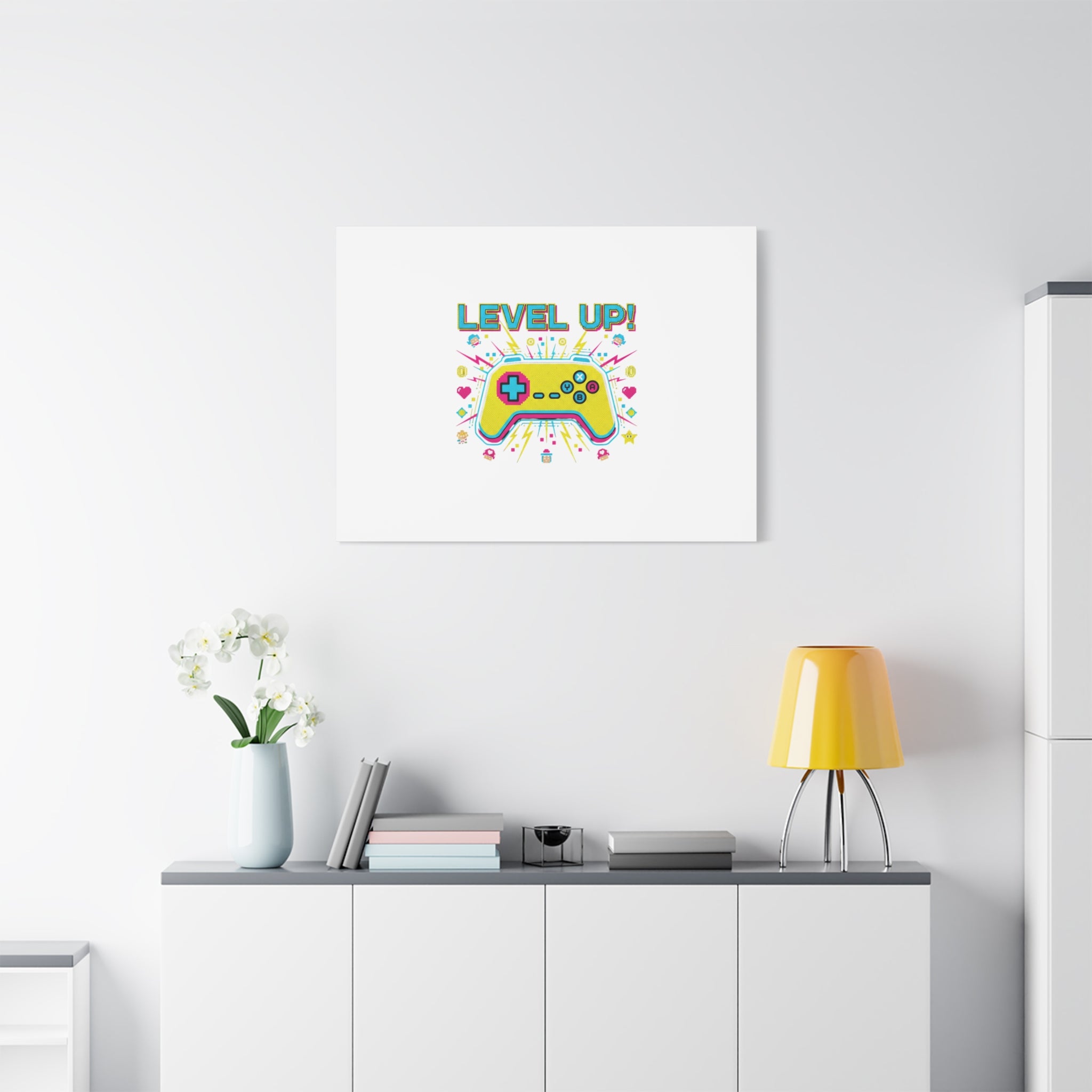 Level Up! Pixel Controller Canvas | Gaming Geek Culture, Retro Pixel Art