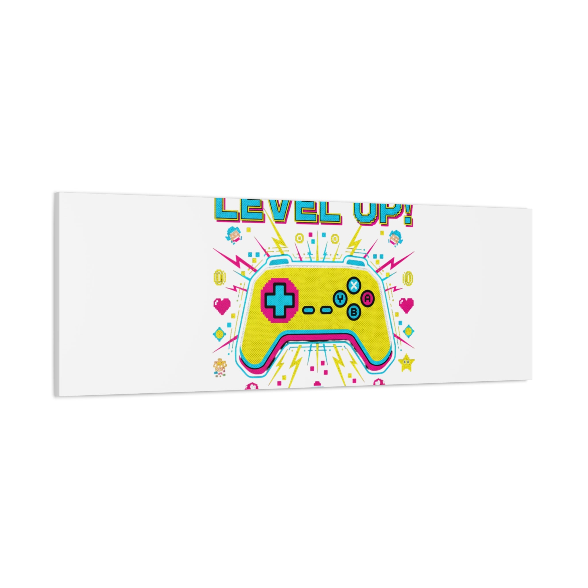 Level Up! Pixel Controller Canvas | Gaming Geek Culture, Retro Pixel Art