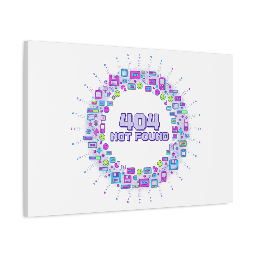 404 Not Found Pixel Circle Canvas | Retro Tech Poster, Y2K Error Aesthetic