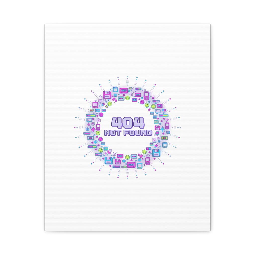 404 Not Found Pixel Circle Canvas | Retro Tech Poster, Y2K Error Aesthetic