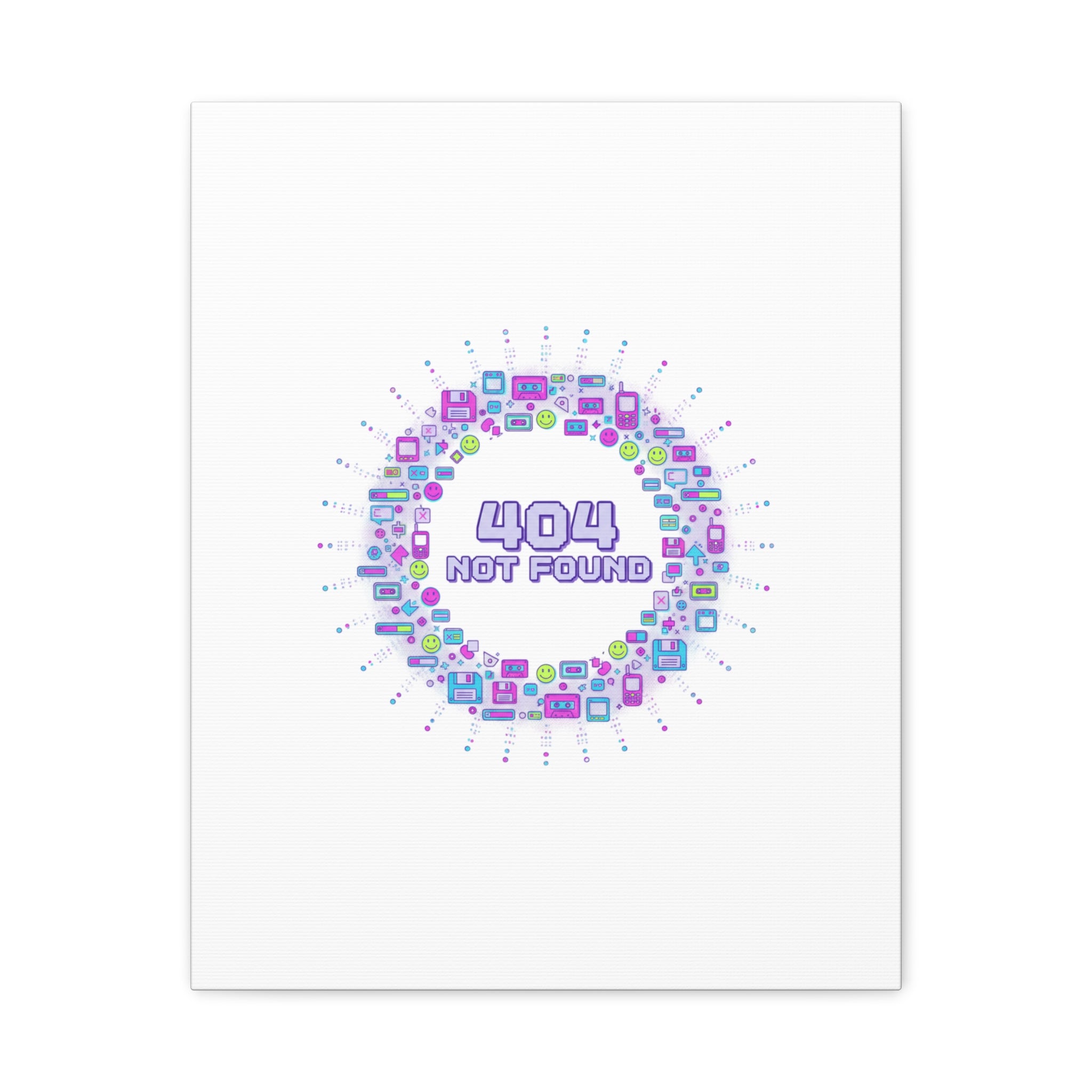 404 Not Found Pixel Circle Canvas | Retro Tech Poster, Y2K Error Aesthetic