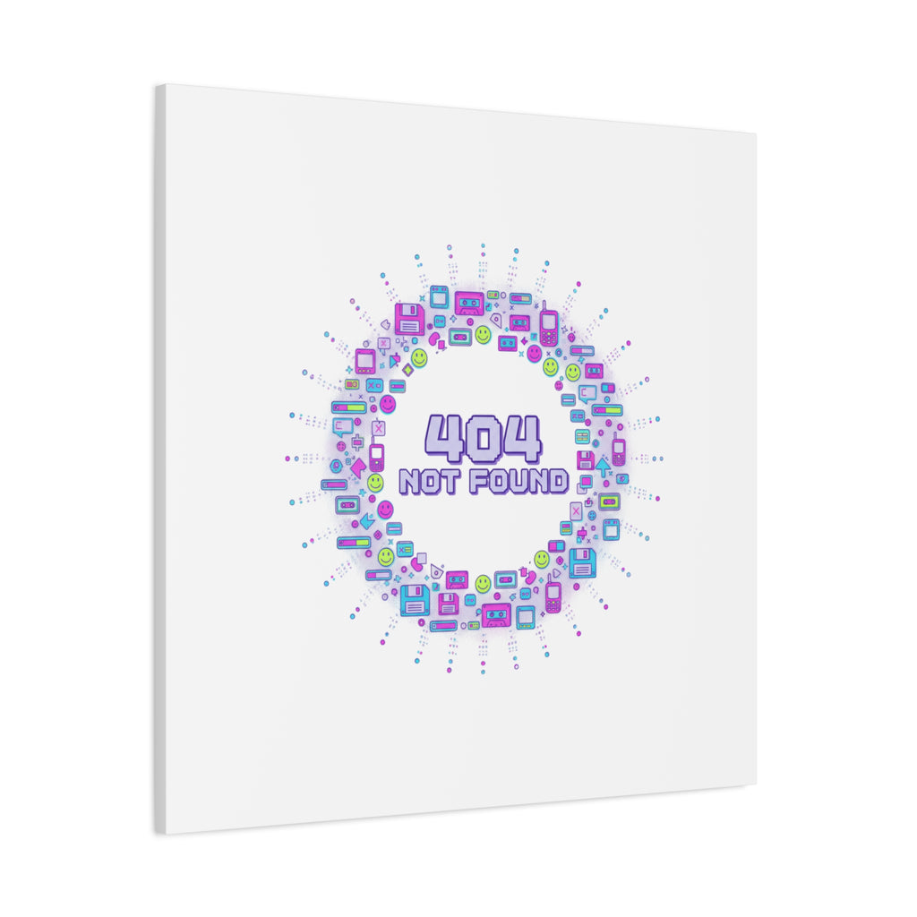 404 Not Found Pixel Circle Canvas | Retro Tech Poster, Y2K Error Aesthetic