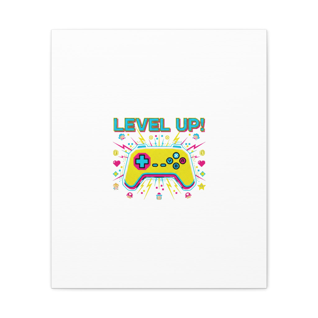 Level Up! Pixel Controller Canvas | Gaming Geek Culture, Retro Pixel Art